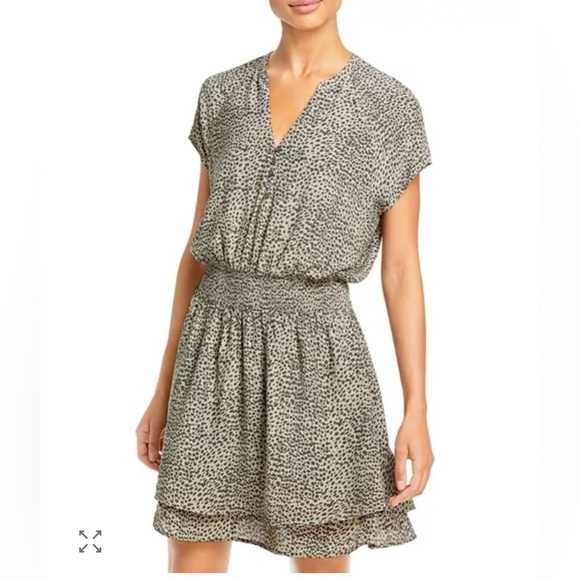 Rails Dresses & Skirts - Rails Womens Karla Mini Dress S Olive Lynx Aminal Print Front Buttons